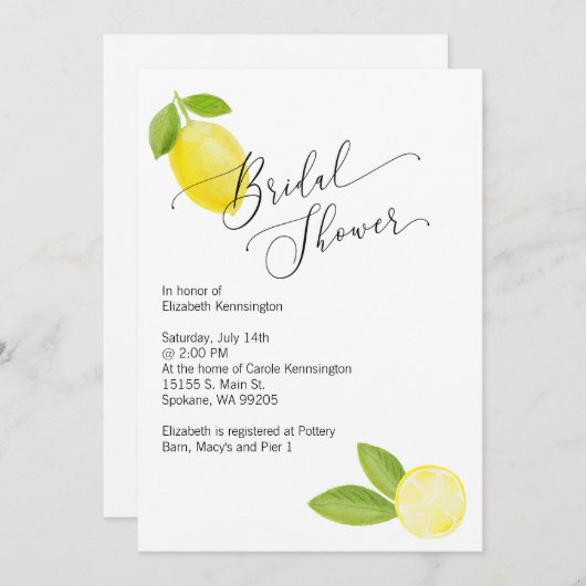Bridal/Polterabend Einladung mit Lemon (Vorne/Hinten)