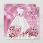 Bridal Polterabend Hübsch Weißrosa Kleid Einladung (Vorne/Hinten)