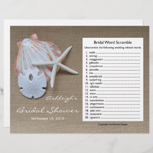 Bridal Polterabend Word Scramble Game (Vorne/Hinten)