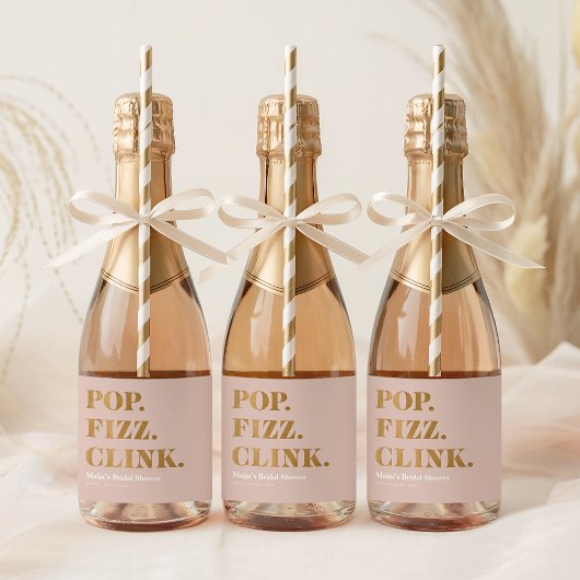 Bridal Pop Fizz Clink Mini Sparkling Weinflasche L Schaumweinetikett