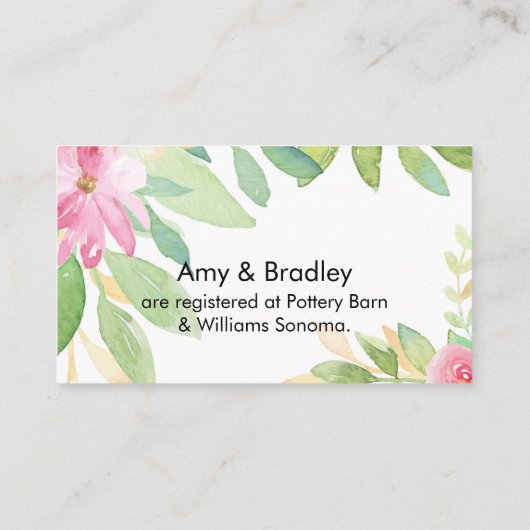 Bridal Registry Script farbenfrohe Blume Begleitkarte (Rückseite)