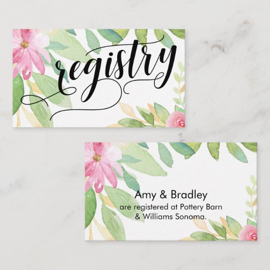 Bridal Registry Script farbenfrohe Blume Begleitkarte (Vorne/Hinten)