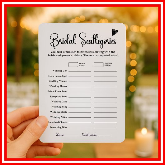 Bridal Scattegories Brautparty Game Eleganter Spaß Einladung