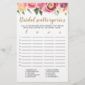 Bridal Scattergories bearbeitbares Brautparty (Vorderseite)