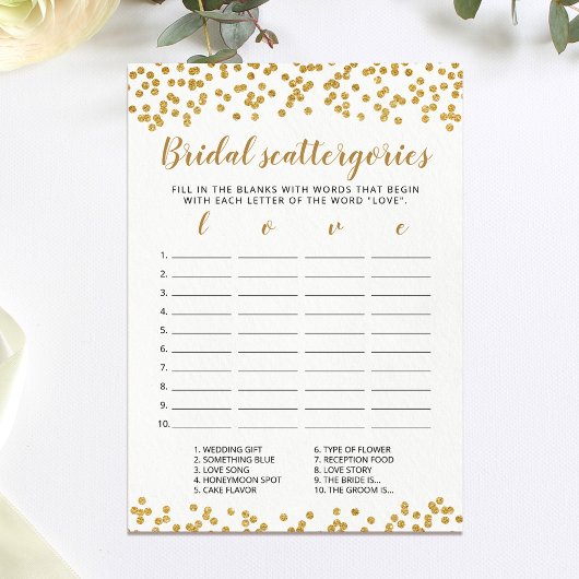 Bridal Scattergories editierbare Brautparty Card Einladung