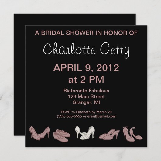 Bridal Shoes Bridal Dusche Einladungen (Vorne/Hinten)