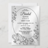 Bridal Show Party Silver Gray Shiny Hearts Elegant Einladung (Vorderseite)
