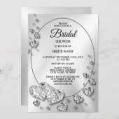 Bridal Show Party Silver Gray Shiny Hearts Elegant Einladung (Vorne/Hinten)
