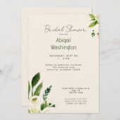 Bridal Show Watercolor White Floral Cream Einladung (Vorne/Hinten)