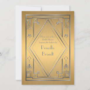 Bridal Showeinladung, großartiger Gatsby, Gold und Einladung