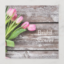 Bridal Showeinladung - Rosa Tulips & Holz