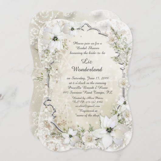 Bridal Showeinladung, Winter Wonderland, Halterung Einladung (Vorne/Hinten)