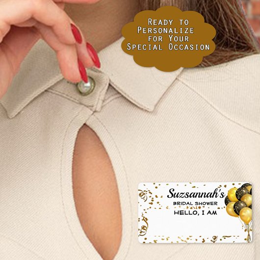 Bridal Shower Balloon Confetti Paper Name Tag