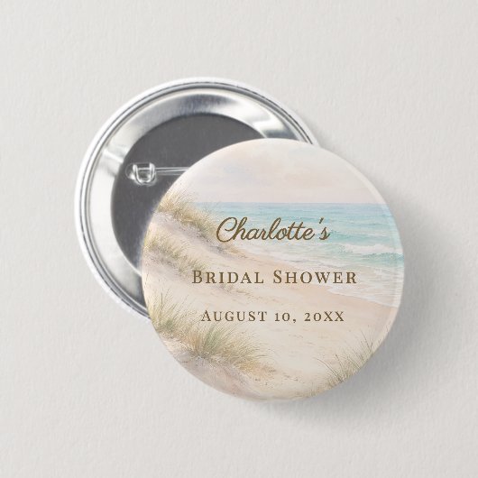 Bridal Shower beach coastal elegant Button (Vorne & Hinten)