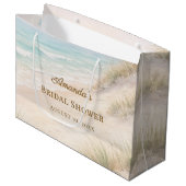 Bridal Shower beach coastal elegant Große Geschenktüte (Vorderseite Schrägansicht)