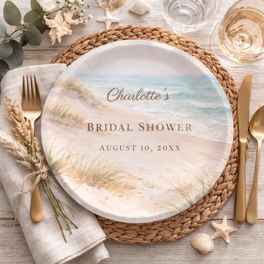 Bridal Shower beach coastal elegant Pappteller