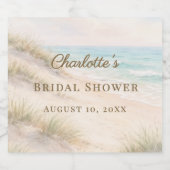 Bridal Shower beach coastal elegant Schaumweinetikett (Einzelnes Label)
