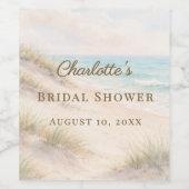 Bridal Shower beach coastal elegant Weinetikett (Einzelnes Label)