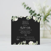 Bridal Shower Black White Hydrangea Square Einladung (Stehend Vorderseite)