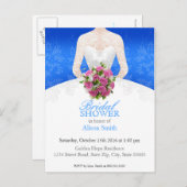 Bridal Shower blue invitation Einladungspostkarte (Vorne/Hinten)