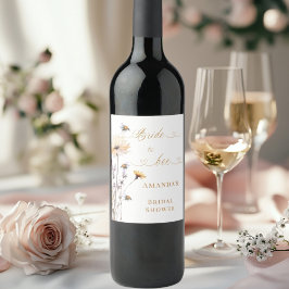 Bridal Shower Bride to bee wildflowers ivory Weinetikett