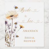 Bridal Shower Bride to bee wildflowers ivory Weinetikett (Einzelnes Label)