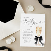 Bridal Shower Champagne Invitation with Black Bow  Einladung