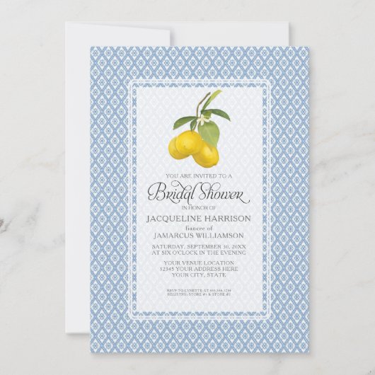 Bridal Shower Citrus Garden Lemon Trellis Pattern Einladung (Vorderseite)
