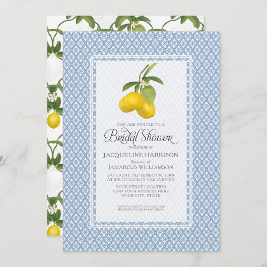 Bridal Shower Citrus Garden Lemon Trellis Pattern Einladung (Vorne/Hinten)
