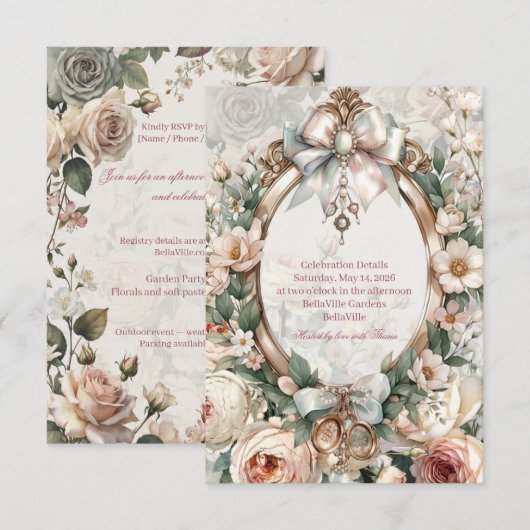 Bridal Shower Details Card Enclosure | Romantic  Begleitkarte (Vorne/Hinten)