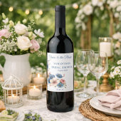 Bridal Shower Dusty Blue Floral Custom Weinetikett
