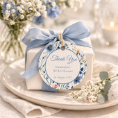 Bridal Shower Dusty Blue Floral Watercolor Geschenkanhänger