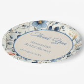 Bridal Shower Dusty Blue Floral Watercolor Pappteller (Schrägansicht)