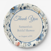 Bridal Shower Dusty Blue Floral Watercolor Pappteller (Vorderseite)