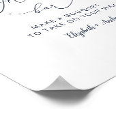 Bridal Shower Dusty Blue Flower Bar Sign Poster (Ecke)