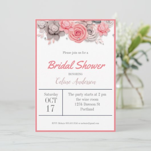 Bridal Shower Einladung Blume Card (Stehend Vorderseite)