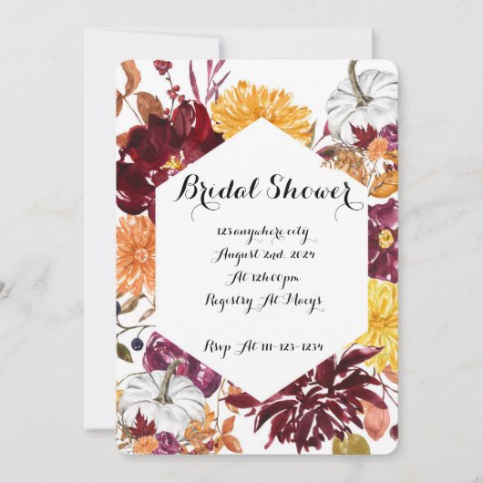 BRIDAL SHOWER EINLADUNG FÜR DEN FALL (Vorderseite)