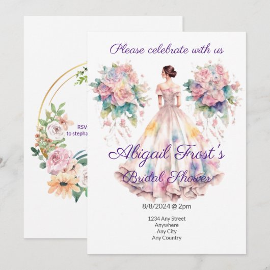 Bridal Shower Einladung mit bearbeitbarem Text (Vorne/Hinten)