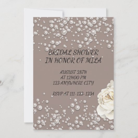 BRIDAL SHOWER EINLADUNG MIT IMITATE PEARLS (Vorderseite)