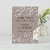 BRIDAL SHOWER EINLADUNG MIT IMITATE PEARLS (Stehend Vorderseite)