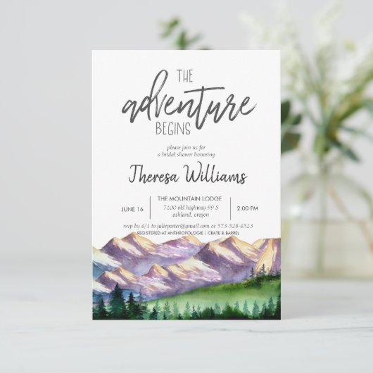 Bridal Shower Einladung - Thema Berge (Stehend Vorderseite)