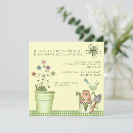 Bridal Shower Einladungen oder Garden Party Event (Stehend Vorderseite)