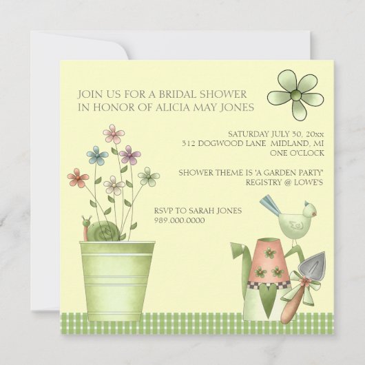 Bridal Shower Einladungen oder Garden Party Event (Vorderseite)