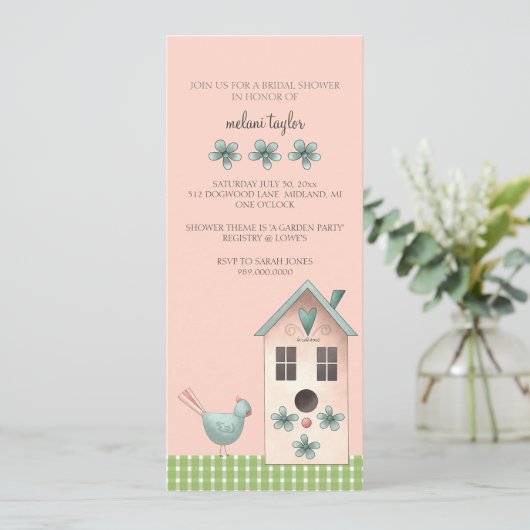 Bridal Shower Einladungen oder Garden Party Event (Stehend Vorderseite)