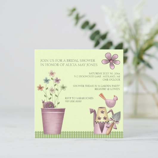 Bridal Shower Einladungen oder Garden Party Event (Stehend Vorderseite)