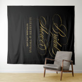 Bridal shower elegant black and gold backdrop wandteppich (Beispiel (Horizontal))