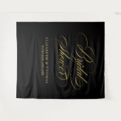 Bridal shower elegant black and gold backdrop wandteppich (Vorderseite (Horizontal))