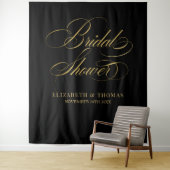 Bridal shower elegant black and gold backdrop wandteppich (Beispiel)