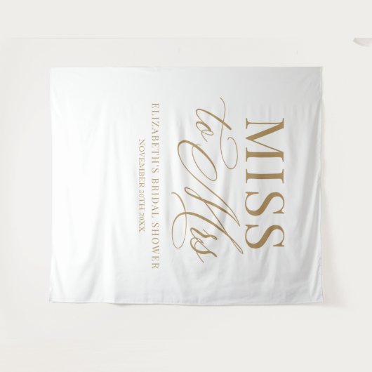 Bridal shower elegant Miss to Mrs backdrop Wandteppich (Vorderseite (Horizontal))