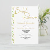 Bridal Shower Fern Leaf Border Einladung (Stehend Vorderseite)